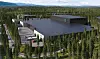 Slik kan fabrikken til Nordic Batteries se ut. Her som mulighetsstudie lagt til Fiskumparken, nær Kongsberg. Illustrasjon: FIskumparken