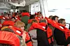 30 MINUTTER: Alle skal kunne evakueres fra skipet på en halv time. Under mønstring tok det under 10 minutter før alle var på plass på sin mønstrinsgstasjon under øvelse i Soutthampton.