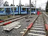Sporsperren monteres på jernbaneskinner for å lage en barriere mellom et anleggsområde og et spor i drift.