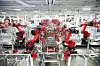 Fra produksjonslinjene i Teslas fabrikk i California. Foto: Tesla