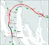 Prosjektet E18 Langangen - Rugtvedt vil etter all sannsynlighet inndeles i tre arbeidspakker Illustrasjon: Nye Veier