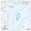 Det blå feltet markerer havområdet vest for Gotland der Aker Offshore Wind og Hexicon ønsker å utvikle havvind i Sverige.