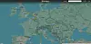 Øyeblikksbilde: Amerikanske militærfly over Sentral-Europa klokken 11.28 18. februar 2026. Mange er fortsatt på vei sørøstover. Skjermbilde: Flightradar24