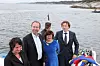 Adm.dir. Marian Nymark Melle fra CMR Prototech (f.v.), næringsminister Trond Giske, direktør Gunn Ovesen fra Innovasjon Norge og daglig leder i Sway, Michal Forland, etter åpningen av Sway 1.