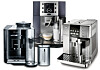 De tre testkandidatene: fra venstre Siemens EQ7, Delonghi Perfekta og Delonghi Primadonna.