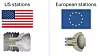 Forskjellen på design i Europa og USA. Stasjoner i Korea og USA har samme design. Det er en eldre generasjon enn den i Sandvika som ble feilmontert. Skjermbilde: Nel-presentasjon