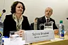 Sylvia Brustad forklarte seg onsdag for Stortinget om Aker-bråket. Til høyre departementsråd Reier Søberg.