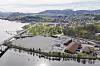 Ulefoss og Fensfeltet i bakgrunnen. Tompten for den planlagte pilotfabrikken til REN i forgrunnen.
