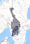 Det norske nedbørsfeltet som bidrar med vann til Vänern er omtrent like stort som sjøen selv. Foto: Wikipedia