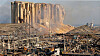 Restene av kornsiloen er det eneste som står igjen på havna i Beirut etter den kraftige eksplosjonen.
