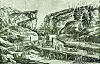 Den franske maleren Louis Belanger endte som svenske, og skal ha vært en nærmest uovertruffen skildrer av fosser og stryk. Denne etsingen/graveringen fra 1798 viser slusebyggingen ved Trollhättan. Foto: Wikimedia Commons