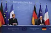 Frankrikes president Emmanuel Macron og Tysklands forbundskansler Olaf Scholz under en pressekonferanse i 2021. Foto: Det europeiske råds pressetjeneste