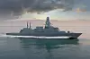 Datagenerert tegning av en Type 26-fregatt fra BAE Systems.
