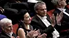 Mottakerne av Nobelprisen i medisin, John O'Keefe, May-Britt Moser og Edvard Moser i konserthuset i Stockholm onsdag.