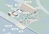 Illustrasjon av midlertidige løsninger som ble foreslått for området rundt Trettenparken.