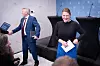 Næringsminister Cecilie Myrseth og kommunal- og distriktsminister Bjørnar Skjæran pressen om Fensfeltet. Foto: Eirik Helland Urke