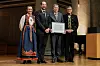 Kronprins Haakon overrakte Kong Olav Vs kreftforskningspris til Terje Johansen for hans verdensledende forskning på celleavfallshåndtering. Utdelingen fant sted i Aulaen ved Universitetet i Oslo. Foto: Amanda Pedersen Giske/NTB