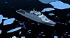 Kystvaktskipet KV Arctic tegnet i polare strøk med helikopter på akterdekk.
