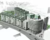 Nye Major 'sett' fra KPMG-bygget. T-baneområdet bak og til høyre.