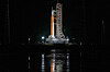 Den 111 meter høye NASA-raketten Artemis II SLS (Space Launch System) med Orion-romfartøyet står på utskytingsplattform 39B ved Kennedy Space Center i Cape Canaveral i Florida tidligere i februar.