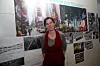 Prosjektleder Claire Fellman foran arbeidsskissene for Times Square-prosjektet på Snøhettas kontor.