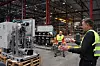 Enheten til venstre er den nye generasjonen ballastvannsystem (BWTS) fra Hyde og PG Flow Solutions. Den er atskillig mer kompakt enn forrige generasjon i bakgrunnen ved siden av Anders Eide. Are Hjertvik (til høyre). Bilde: Tore Stensvold