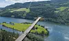 Modell av den nye brua over Lågen ved Lillehammer. Sør for Lågen bru kommer den 4,2 kilometer lange Vingnestunnelen med to løp.