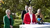 Arbeiderpartiets Tonje Brenna blir ny fylkesrådsleder i Viken. Tirsdag presenterte Ap, Sp, MDG og SV sin nye samarbeidsplattform. Fra venstre: Anne Beathe Tvinnereim (Sp), Tonje Brenna (Ap), Kristoffer Robin Haug (MDG) og Camilla Sørensen Eidsvold (SV).