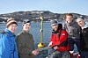 VINDTURBINPROSJEKT: Fem studenter ved NTNU i Trondheim har utviklet Norges første flytende havvindturbin. Fra venstre Espen Samuelsen Schüller fra energi- og miljø, Eirik Kallset fra industriell økonomi, Anders Hansson fra bygg- og miljøteknikk, Anders Hynne fra marinteknikk og Kristian Prestrud Astad fra energi- og miljø.