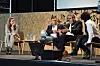 PANEL: Grete Kvinnesland, arkitekt og byplanlegger i Stavanger, sitter her i panel med Daniel Dendra, Bijoy Jain og Tina di Carlo.