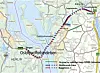Kart over Oslofjordforbindelsen. Eksisterende trasé i blått, ny trasé i rødt. Oslofjordtunnelen (E134) kommer opp i dagen ved Måna i Akershus. Illustrasjon: Statens vegvesen
