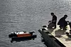 Otteren på vei inn til brygga etter utført kartleggingsoppdrag i sjøen utenfor Maritime Robotics' lokaler på Brattørkaia i Trondheim. Foto: Tore Stensvold