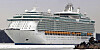 Verdens største cruiseskip på vei ut fra verftet i Åbo, Finland tidligere i våres. Etter det har skipet vært igjennom en rekke tester til sjøs før turen går til Karibia via noen europeiske havner våren 2006.