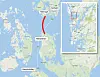 Bjørnafjorden ligger mellom kommunene Os, Austevoll og Fusa i Hordaland. Dagens E39 krysser Bjørnafjorden med ferge mellom Halhjem og Sandviksvåg. Vegvesenet planlegger bruforbindelse mellom Reksteren og Røtinga. De alternative traseene til og fra den nye brua er ikke tegnet inn på kartet. Illustrasjon: Kjersti Magnussen basert på Google Maps.
