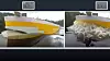 Bildet fra prototypetestingen viser hvordan løsningen fungerer. Testbåten har en tilsvarende løsning på akterenden. Foto: Rasmussen maritime design