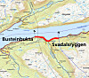 Ikke mindre enn 200 000 kbm skal ta ut på den 2,6 km lange strekningen mellom Busteinbukta og Svadalsryggen. (Ill.: Statens vegvesen).