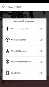 I Bikefinder sin tilknyttede app kan du velge når du vil motta varsel fra sporingsenheten. Foto: Skjermdump