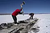Arbeidere høster salt ved Salinas Grandes-saltflaten i Jujuy, Argentina. Foto: AP/NTB