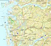 Her ligger de ti bruene i kontrakten. To av dem ligger så nær hverandre at de har samme markering. Foto: Vestland fylkeskommune