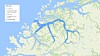 Kart over Storfjorden og utplassering av sensorer og instrumenter. Fra og med 29. september 2017 er området gjennom en avtale mellom Sjøfartsdirektoratet, Kystverket og GCE Blue Maritime godkjent testarena for autonome fartøy.