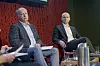 Fra venstre: Per Erik Solli, senior forsvarsanalytiker i Forskningsgruppen for sikkerhet og forsvar på NUPI, Paal Hilde, professor ved IFS. Bildet er tatt på IFS-konferansen 2024. Foto: Mathias Klingenberg