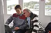 Prototech-forsker Helge Weydahl og skipper Arvid Stamnesfet sjekker hydrogentrykket på MF Vågen under testene