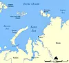 Frans Josef land ligger rett nordøst for Svalbard. Isfjell fra breene her kan nå fram til norske rigger i Barentshavet. Rosneft har øvd seg på å taue bort isfjell i Karahavet. Foto: Wiki Commons