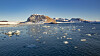 Smeltende is fra isbreer som kalver ut i Kongsfjorden ved Ny-Ålesund på Svalbard.