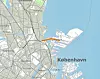 Traseen til den nye Nordhavnstunnelen i København er markert med oransje. Illustrasjon: Vejdirektoratet