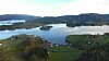 Dronefoto tatt rett over traseen for den nye veien. Utsikt retning østover mot Valsøya. Otnes i forgrunnen.