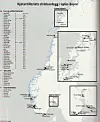 Oversikt over Kystartilleriets 47 stridsanlegg i 1960-årene. (Illustrasjon fra boken «Sjøforsvaret i krig og fred», side 398).