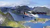 Illustrasjon av hybridfly over blå fjorder og fjell
