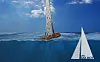 Artist impression av «Ada». Solceller dekker store deler av dekket. Seilrigg er basert på windsurferrigg.