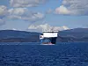 SeaConnector ved Husnes. Seatrans ønsker å bygge det om til plug-in hybrid og bruke batterier til manøvrering til og fra kai. Bilde: Sea-Cargo